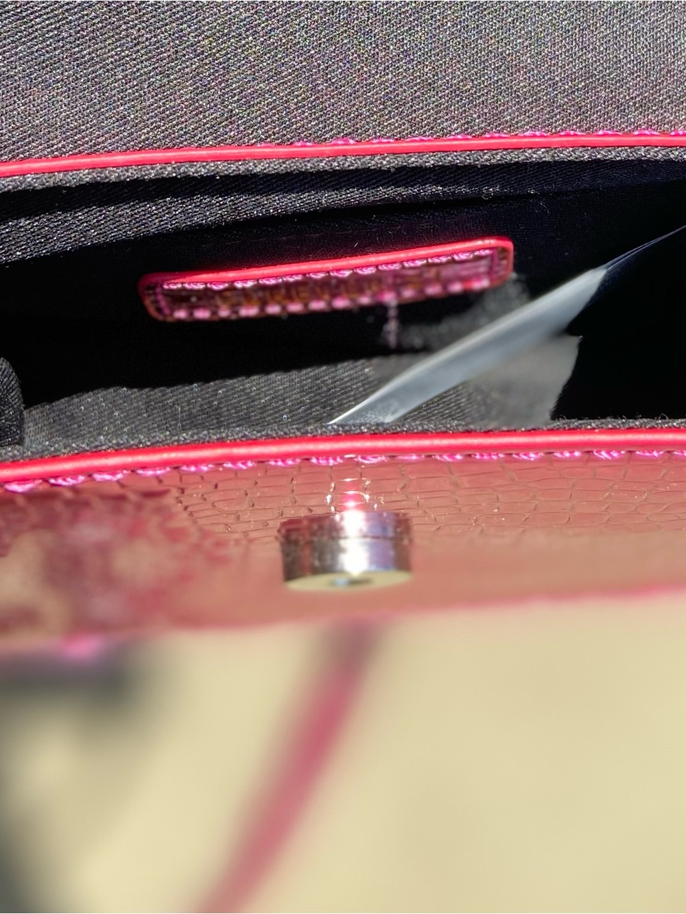 Forever 21 Hot Pink Croc-Embossed Top-Handle Crossbody Bag - Picture 4 of 5
